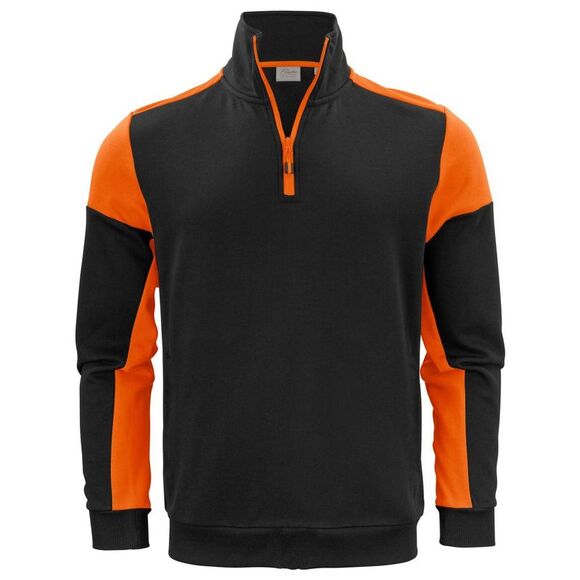 Printer PRIME Mens Contrast Half Zip Sweatshirt / Black/Orange